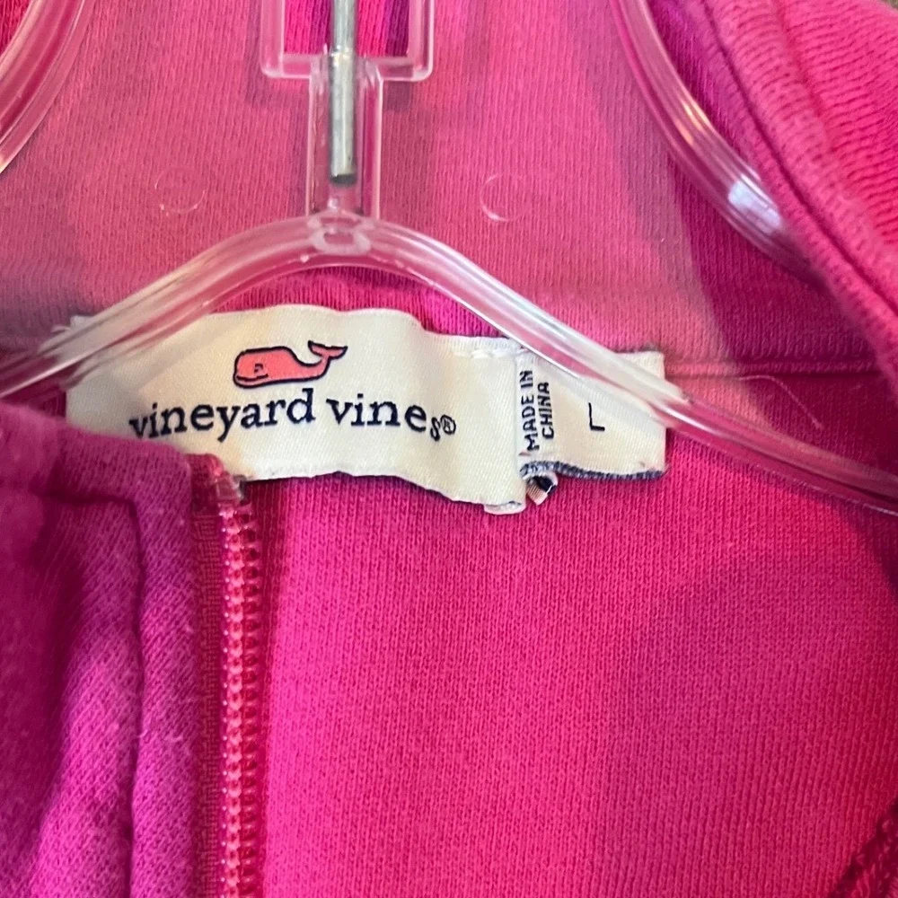 Vineyard Vines Pink 1/4 Zip Sweatshirt Whale Logo Yoke Pullover Women's‎ Y2K